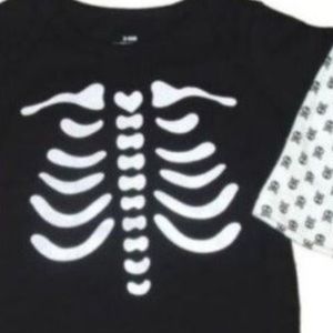Halloween Skeleton Bodysuit Bones Boys Girls Tee T Shirt Top Skull Kids